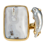 Tandem Ring, Grey Orbicular Jasper